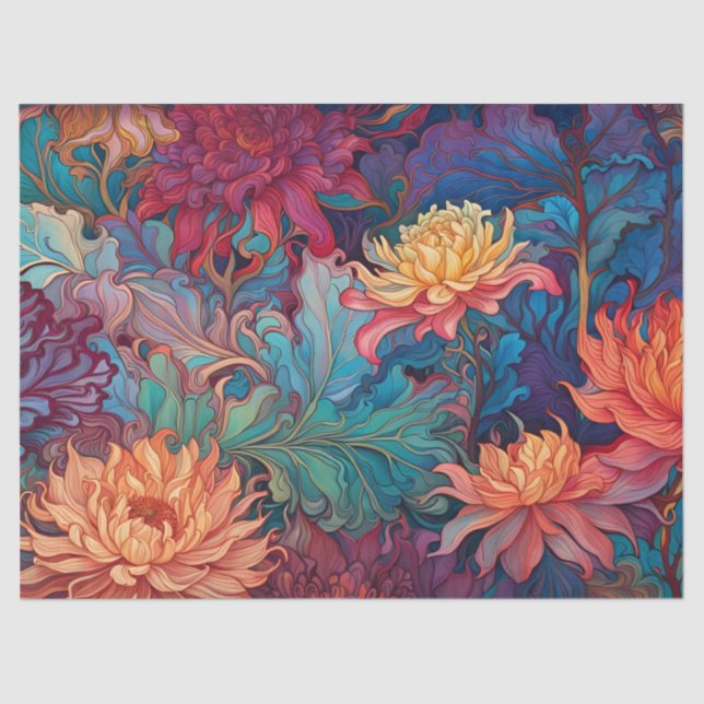 Dahlia Floral Tapestry Tissue Paper (Front)