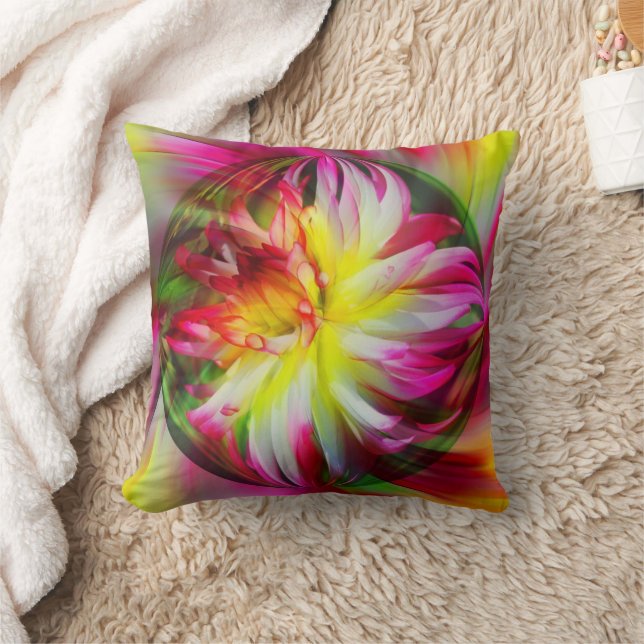 Dahlia Flower Abstract Art Cushion (Blanket)
