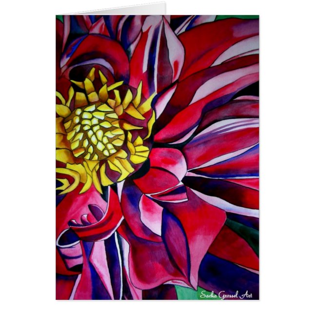 Dahlia flower abstract original flower art (Front)