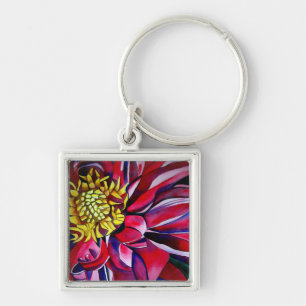 Dahlia flower abstract original flower art key ring