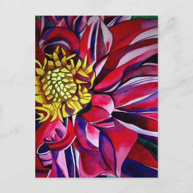 Dahlia flower abstract original flower art postcard (Front)