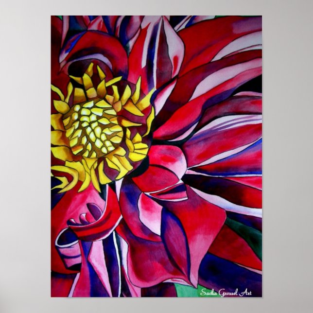 Dahlia flower abstract original flower art poster (Front)