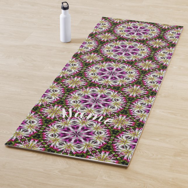 Dahlia Flower Abstract Pattern Personalised Yoga Mat (In Situ)