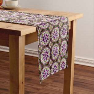 Dahlia Flower Abstract Pattern Short Table Runner