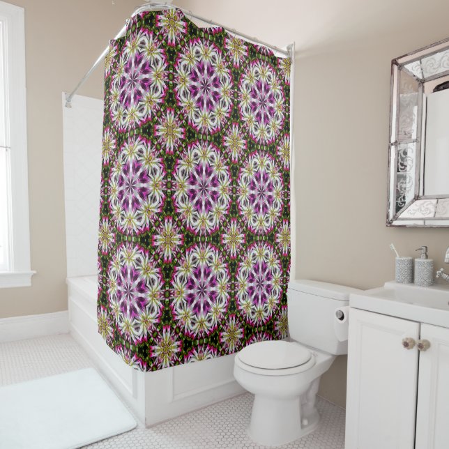 Dahlia Flower Abstract Pattern  Shower Curtain (In Situ)