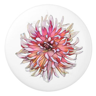 DAHLIA FLOWER CERAMIC KNOB