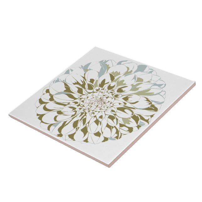 Dahlia flower ceramic tile  (Side)