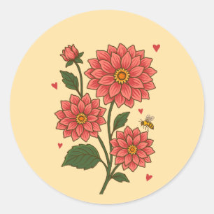 Dahlia Flower Classic Round Sticker