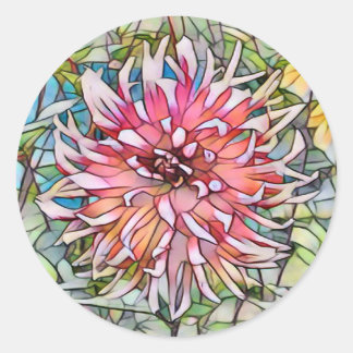 DAHLIA FLOWER CLASSIC ROUND STICKER