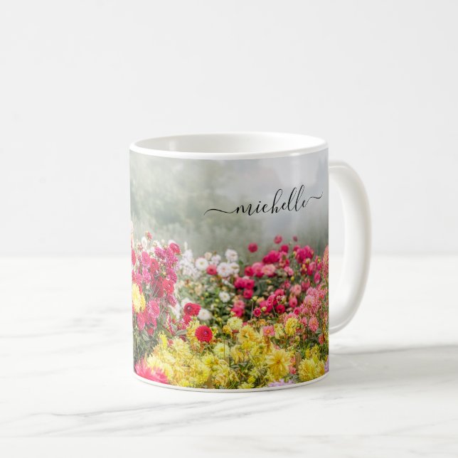 Dahlia Flower Field Coffee Mug (Front Right)