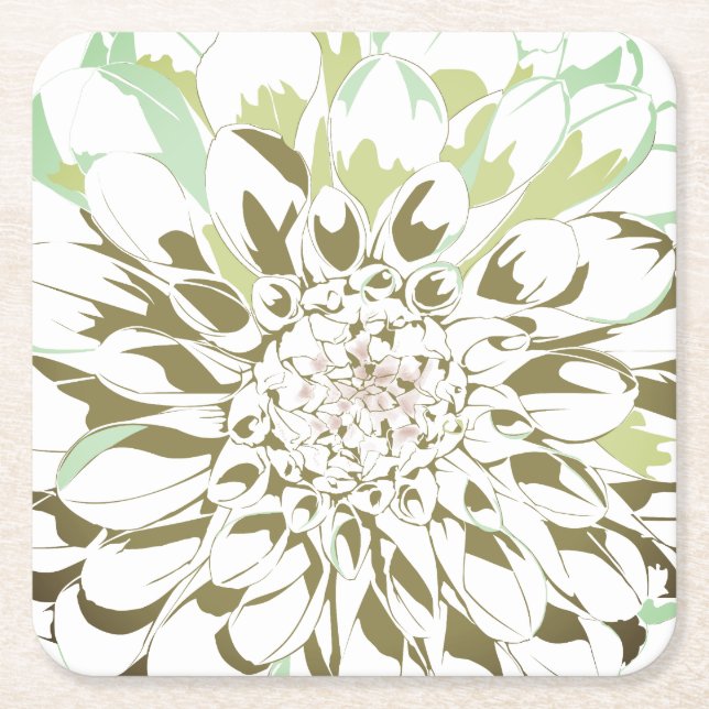 Dahlia flower paper coaster set (Front)