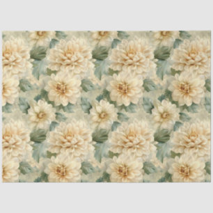 Dahlia Flower Pattern with Greenery Decoupage Tissue Paper