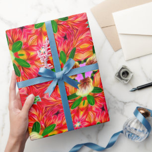 Dahlia Flower Pattern Wrapping Paper
