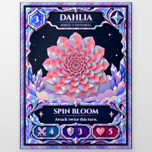 Dahlia Flower, Rainbow Foil Art Postcard