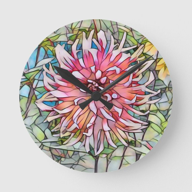 DAHLIA FLOWER ROUND CLOCK (Front)