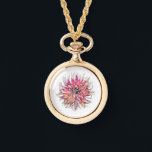 DAHLIA FLOWER WATCH<br><div class="desc">An art design of a beautiful pink and white dahlia flower.</div>