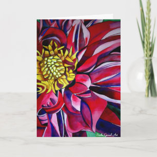 Dahlia flower watercolour art Mother's Day card