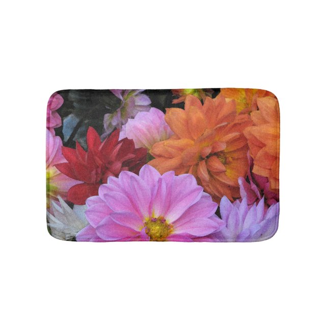 Dahlia Flowers Bath Mats (Front)