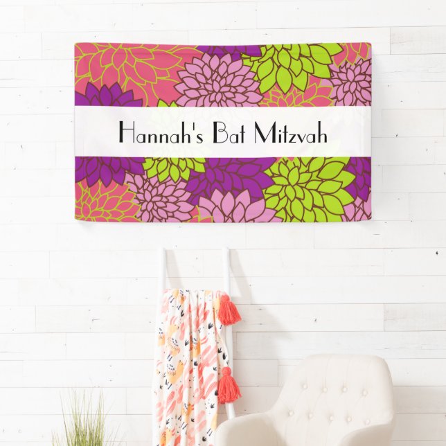 Dahlia Flowers, Colorful Flowers, Bat Mitzvah Banner (Insitu)