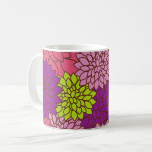 Dahlia Flowers, Colourful Flowers, Floral Pattern Coffee Mug