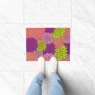 Dahlia Flowers, Colourful Flowers, Floral Pattern Doormat