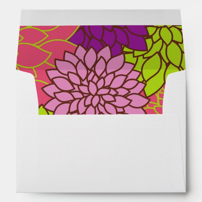 Dahlia Flowers, Colourful Flowers, Floral Pattern Envelope (Back (Bottom))