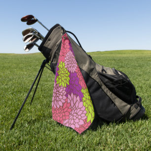 Dahlia Flowers, Colourful Flowers, Floral Pattern Golf Towel