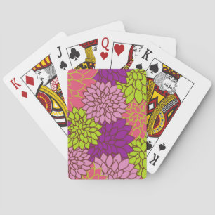 Dahlia Flowers, Colourful Flowers, Floral Pattern Playing Cards