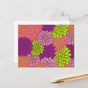 Dahlia Flowers, Colourful Flowers, Floral Pattern Postcard
