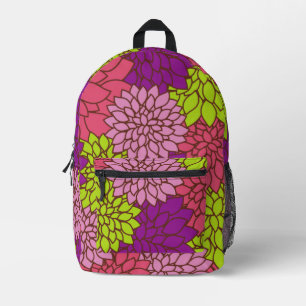 Dahlia Flowers, Colourful Flowers, Floral Pattern Printed Backpack