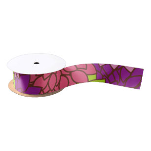 Dahlia Flowers, Colourful Flowers, Floral Pattern Satin Ribbon