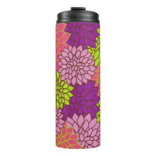 Dahlia Flowers, Colourful Flowers, Floral Pattern Thermal Tumbler