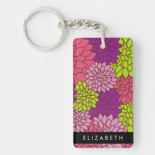 Dahlia Flowers, Colourful Flowers, Your Name Key Ring