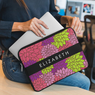 Dahlia Flowers, Colourful Flowers, Your Name Laptop Sleeve