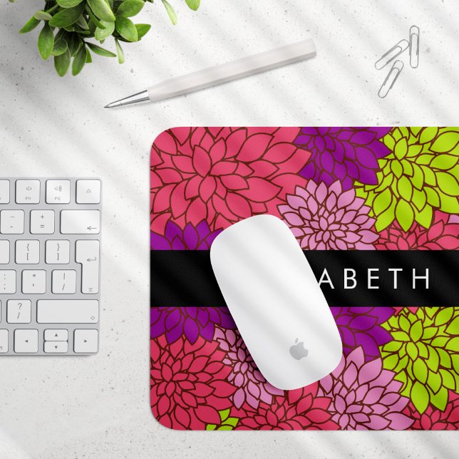 Dahlia Flowers, Colourful Flowers, Your Name Mouse Pad (Creator Uploaded)