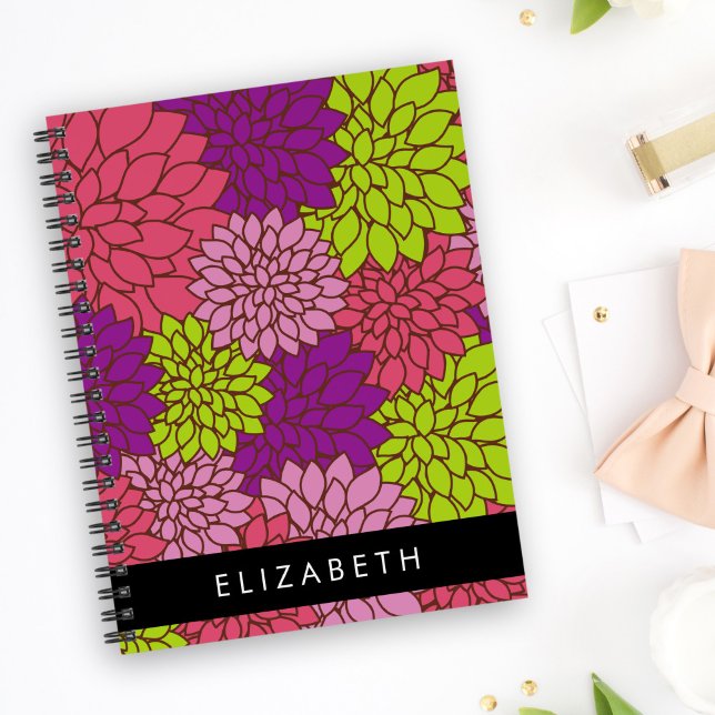 Dahlia Flowers, Colourful Flowers, Your Name Notebook (Creator Uploaded)
