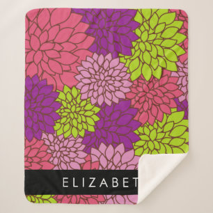 Dahlia Flowers, Colourful Flowers, Your Name Sherpa Blanket