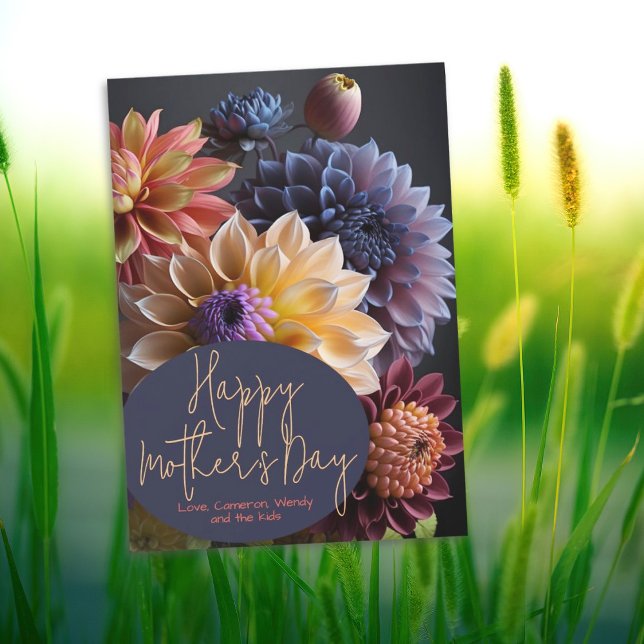 Dahlia Flowers Happy Mothers Day Card (Creator Uploaded)
