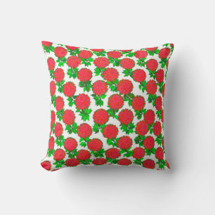 Dahlia flowers in deep red cushion