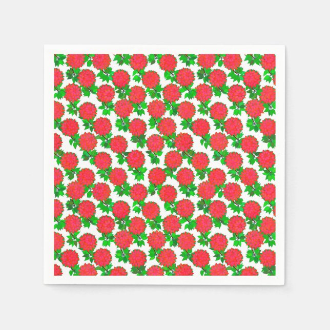 Dahlia flowers in deep red napkin (Front)