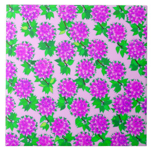 Dahlia flowers in violet and orchid ceramic tile