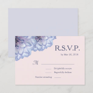 Dahlia flowers lilac blue pink floral wedding RSVP Invitation