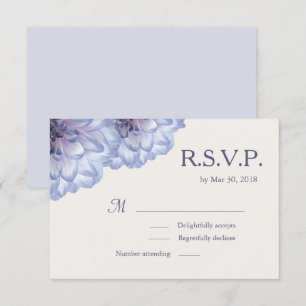 Dahlia flowers lilac ivory floral wedding RSVP Invitation