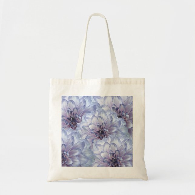 Dahlia flowers lilac lavender blue elegant floral tote bag (Front)