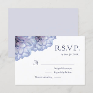 Dahlia flowers lilac white floral wedding RSVP Invitation