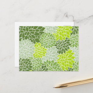 Dahlia Flowers, Pattern Of Flowers, Green Dahlia Postcard