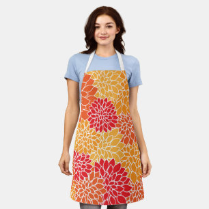 Dahlia Flowers, Pattern Of Flowers, Orange Dahlia Apron