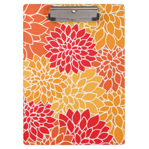 Dahlia Flowers, Pattern Of Flowers, Orange Dahlia Clipboard