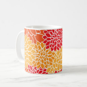 Dahlia Flowers, Pattern Of Flowers, Orange Dahlia Coffee Mug