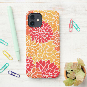 Dahlia Flowers, Pattern Of Flowers, Orange Dahlia iPhone 12 Case
